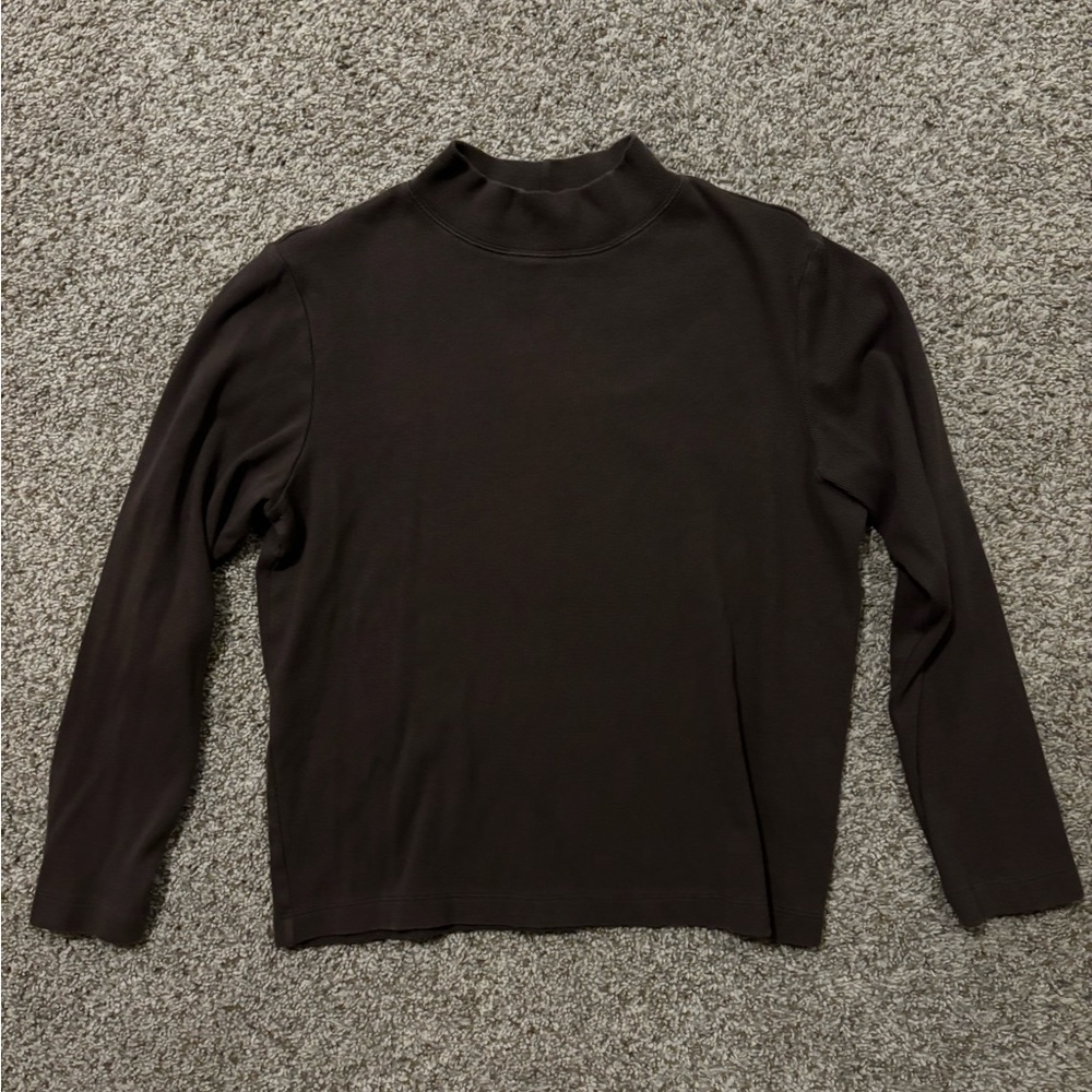 Rebecca Malone Brown Mock Neck Long Sleeve Top